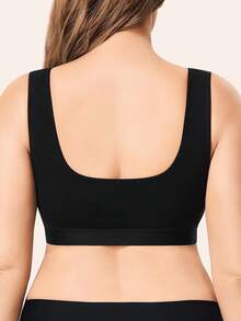 Brabic Front Closure Bras For Women Post Surgery Compression Mastectomy Surgical Support Wireless Full Coverage Bra - 黑色 - 查看 2