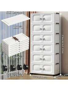 Foldable Storage Bins With Lids And Wheels - Stackable Plastic Storage Containers, Closet Organizer With Magnetic Double Doors, Collapsible Storage Boxes For Home, Office, Dorm. Perfect For Clothes, Toys, Snacks & Books, Dustproof Bathroom Storage, Back To School Travel Essentials. - View 15