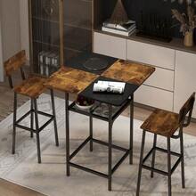 Mesa de bar, mesa de cocina pequeña 60 X 60 X 90 Cm, para cocina, comedor, industrial - Negro - Ver 3