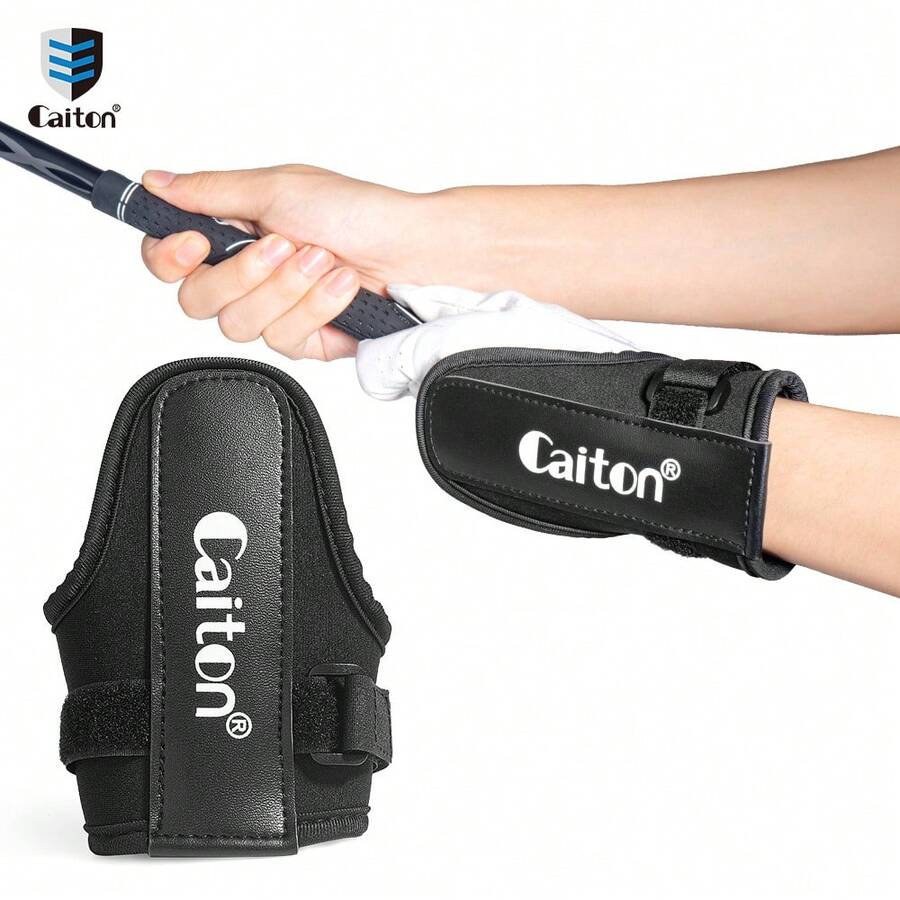 Caiton 1pc Golf Wrist Support Band With Swing Trainer | Made Of Premium Leather, Comfortable And Durable, Professional Swing Angle Correction, Helps Develop Muscle Memory, Improves Swing Consistency And Accuracy, Reduces Incorrect Swings, Increases Training Efficiency. An Efficient Training Aid For Golfers, Beginners And Professionals For Daily Practice And Skill Improvement.