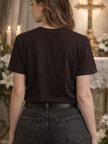 Catholic T-Shirt The Holy Cross Casual Comfort Gift Religion 100% Cotton - Rỉ Nâu - Xem 2