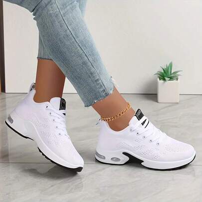 2026 New Style Women's Casual Sports Shoes Solid Color Lace-Up Slip-On Wear-Resistant Eva Insole Women's Tennis Shoes Indoor Exercise Outdoor Hiking.