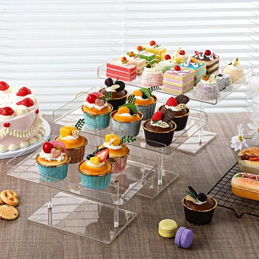 Acrylic Cake & Bread Display St, Clear Donut & Dessert & Pastry Display Shelf, Glass Show Rack, Transparent Storage Tray,Kitchen,Christmas Gift - View 1