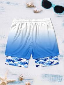 Quần short nam hai lớp in họa tiết sóng, quần đi biển phong cách nghỉ dưỡng dành cho nam. - Nhiều màu - Xem 4
