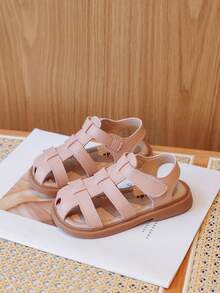 New Girls' Flat Closed Toe Sandals, Toddler Soft Non-Slip Hollow Design Children Princess Sandals - Pink - View 3