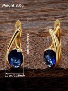 1 Đôi bông tai mặt dây chuyền đá Cubic Zirconia, món quà thời trang dành cho các cô gái tuổi teen, thích hợp đeo hàng ngày. - Vàng - Xem 6