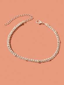 1pc Silver Fully Rhinestoned Double-Layer Anklet, Elegant Anklet For Women Party & Casual Wear - Silver - View 6