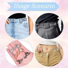 3 Pair Pant Waist Tightener Adjustable Detachable Clips Pins Reusable Smaller Cincher Buttons Tools No Sewing Love Heart Waistband For Women Loose Jeans - 如圖所示 - 查看 5