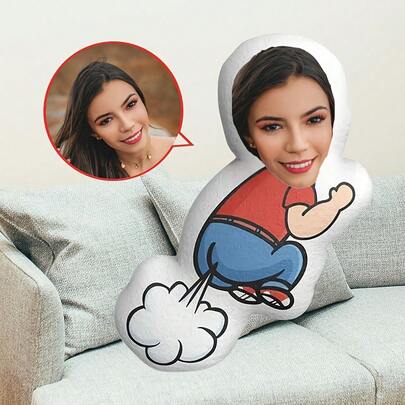 1 pieza Almohada con figura humana divertida personalizada e impresa en 3D, 100% cubierta de poliéster, 100% rellena de polipropileno, lavado a mano, multiusos, impresión digital, disponible en varios tamaños - Ideal para regalos de Navidad y Halloween, almohada con foto personalizada - Diseño de rostro único y personalizado adecuado para cumpleaños, vacaciones, aniversario, decoración del hogar, sala de estar, dormitorio, San Valentín, decoración de boda, Halloween, Navidad, Acción de Gracias