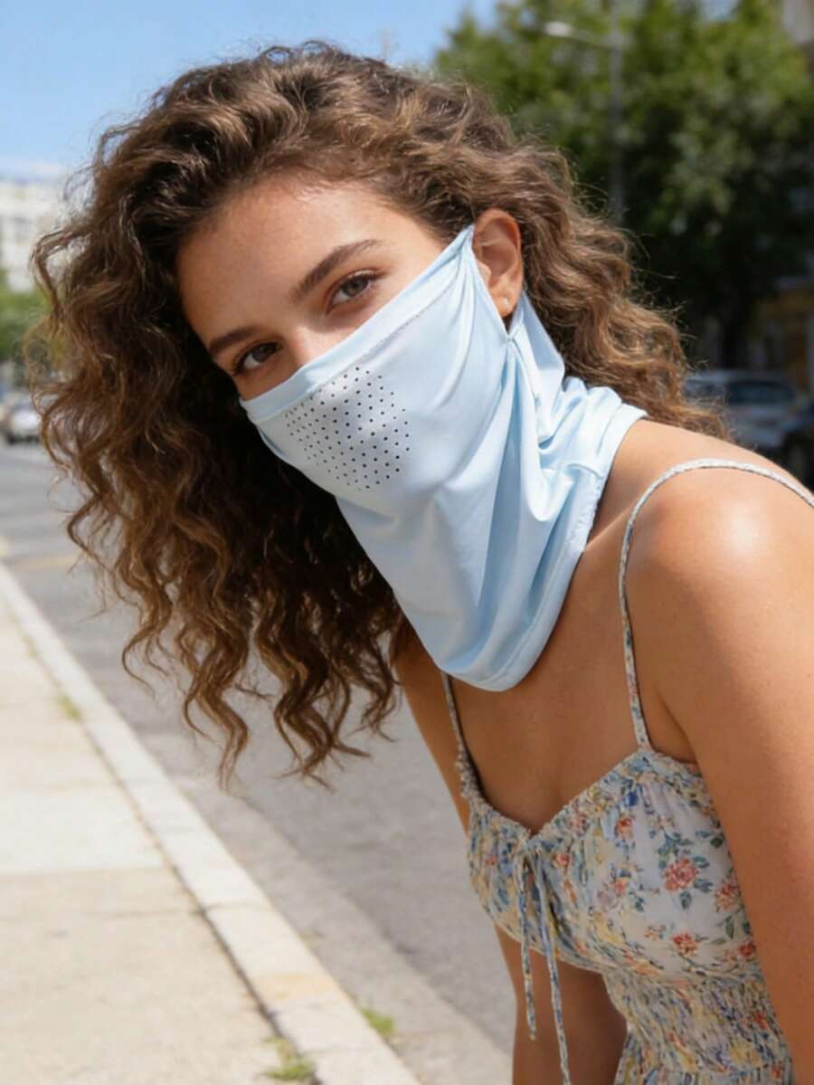 Unisex Summer Cooling Ice Silk Face Mask, Breathable Ventilated, Built-In Neck Guard, Ear Loop Design, Quick Dry, 2-In-1 Face Mask And Neck Gaiter - A - View 1