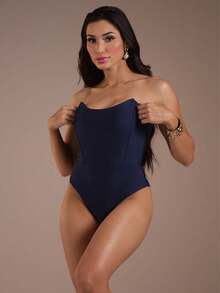 CORSET BODYSUIT - Màu xanh hải quân - Xem 5
