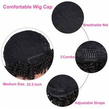 150% Density Black Glue-Free Curly Short Bob Wig, Women's African Fluffy Curly Short Hair Wig With Bangs, Suitable For Holiday Parties And Daily Wear - Natural Black - View 9