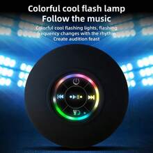 IPX4 Waterproof Mini Bluetooth Speaker – Portable Shower Speaker With LED Light, Built-In Mic, Hands-Free Calling, TWS Wireless Stereo, Micro USB Rechargeable For Beach, Travel & Home Use - one-size - View 7