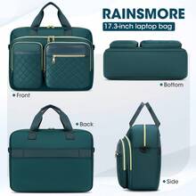 Laptop Bag For Women 15.6/17.3 Inch Laptop Briefcase Large Laptop Case Work Computer Bag Messenger Bag For Women Business Office Travel College - 墨綠色 - 查看 8