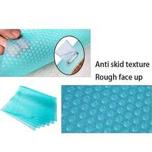 防水防油EVA材质置物垫 - 无需胶水,一次性抽屉垫,适用于厨房橱柜和冰箱,是老房子收纳整理的理想之选,可裁剪至所需尺寸!防潮垫,适用于橱柜、鞋架和台面,只需冲洗即可使用! - 藍白透明 - 查看 7