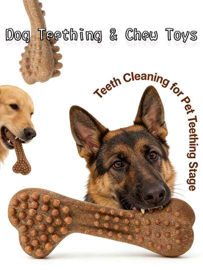 1pc Realistic Bone Shaped Dog Chew Toy, Textured Surface Design Helps Clean Teeth Gaps, Massage Gums, Relieve Teething Discomfort, Stimulate Play Interest, Suitable For Large/Medium/Small Teeth Cleaning, Interactive Play, Retrieval Games, Pet Toy, Dog Gift
