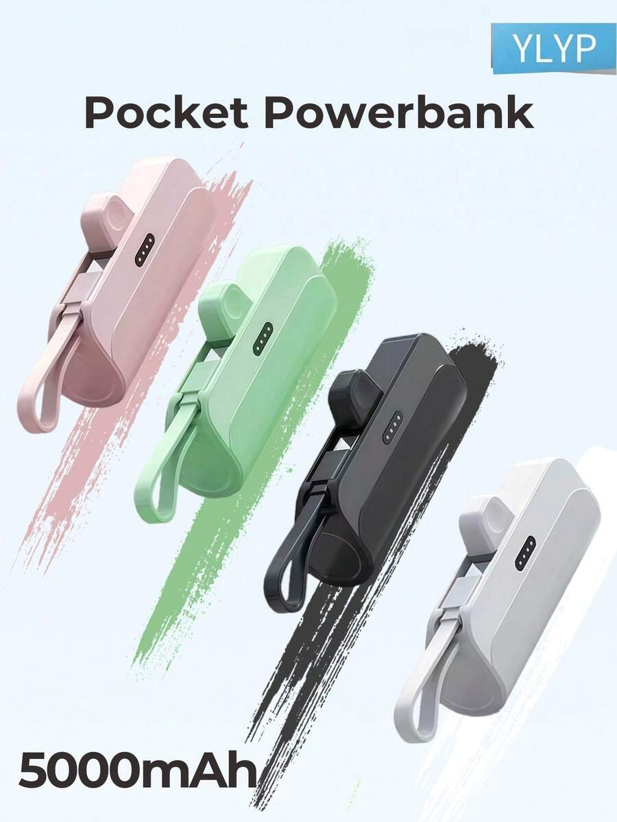 YLYP Sạc dự phòng Type-C nhỏ gọn 5000mAh, phù hợp với 17/16/15, pin dự phòng bỏ túi, vật dụng cần thiết khi đi du lịch, pin sạc không dây cho iPhone 16/15 Plus Pro Max và các điện thoại Android Galaxy. - tô màu lại - Xem 1