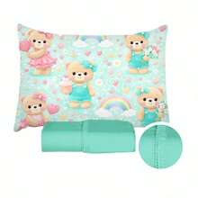 Children's Single Bed Sheet Set, Micropercal, 2 Pieces, Children's Bedding Set With Exclusive Printed Pillowcase - 青熊 - 查看 1