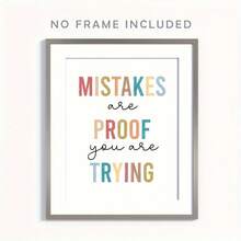 1 Peça Erros são prova de que você está tentando - Decoração de Parede de Saúde Mental, Decoração de Escritório de Aconselhamento, Decoração de Sala de Aula de Psicólogo 11,8*15,7", Arte de Parede Motivacional, Sem Moldura Eid Al-Adha Mubarak - saúde mental - Visão 3