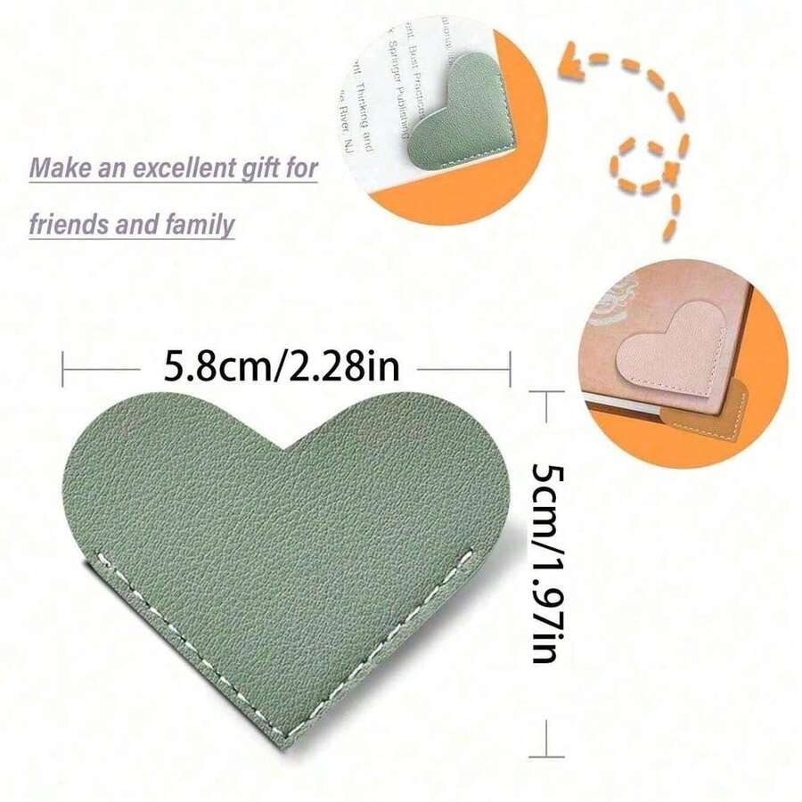 1Pcs Leather Heart Shaped Bookmarks, Book Lover Book Accessory, Bookmarks For Women, Book Lover Bookmarks, Suitable For Women And Book Lovers, Cute Handmade Book Gift Accessory, Random Color, Valentine's Day Gift - A - View 1