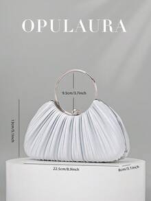 OpulAura Women Metallic Luxury Evening Clutch Purse - High End Leather Banquet Bag, Elegant Shiny Formal Party Handbag Suitable For Gowns, Galas, Weddings, Brides, Bridesmaids, Birthday Dresses, Best Choice Elegant Bag For Bridal Shower, Clutch Bag For Wedding, Party Bags,Perfect For Party Wedding Prom Dinner/Banquet Matching With Holiday Party Dress Evening Dress & Sequin Dress - 銀色 - 查看 3