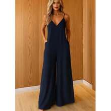 Duna Long Jumpsuit With Wide Legs - 藏蓝色 - 查看 1