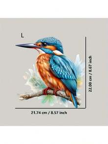 1pc/2pcs/3pcs Kingfisher Perched On Branch Heat Transfer Sticker, Suitable For DIY T-Shirts, Jeans, Pillows, Backpacks, Hats And Sofa Covers, Waterproof, Fade-Resistant, Durable, Washable Plastic Sticker, Funny Pattern, Textile Decoration, Clothing Embellishment, Craft Hobby - L - View 2