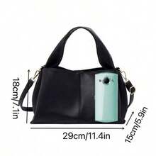 时尚褶皱手提包，西部风格手提包，单肩斜挎包 - 黑色 - 查看 5