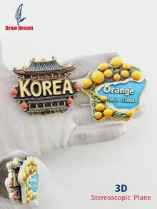 1pc Korea Jeju Island 3D Stereo Fridge Magnet, World Travel Souvenir Collection, Suitable For Home, Office Decor, Personalized Travel Memento Magnetic Fridge Sticker, Home Decor, Kitchen, Room, Office, Cabinet Craft Gift, Holiday Souvenir, Exquisite Small Gift - Exclusive Refrigerator Magnets - View 1