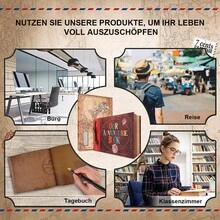 OUR Adventure Book Scrapbook Album 11.9 X 7.6 Inches 80 Pages, 3D Retro Relief Letter Leather Cover Movie, Couple Memory Book, Boyfriend Gift, Couple Gift Creativity, Anniversary Celebration - Brown - View 10