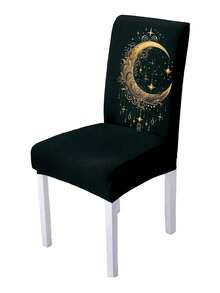 1/4/6pcs Digital Printed Stretchy Chair Covers With Moon & Star Pattern, Precisely Positioned Design Ensures Similar Patterns, Suitable For Various Occasions - Multicolor - View 8