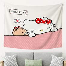 SANRIO 1件三丽鸥Hello Kitty可爱挂毯 | 可爱卡通动漫墙饰，适用于客厅、卧室、宿舍装饰，涤纶面料，家居装饰礼物，粉丝之选 - 彩色 - 查看 1