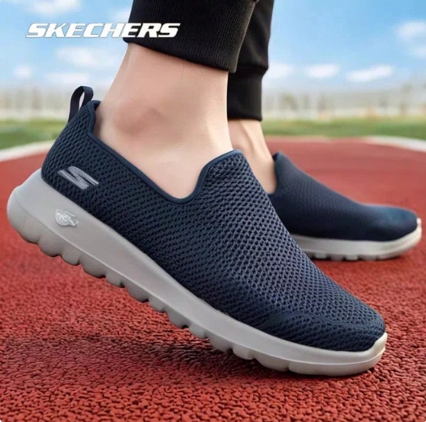 Skechers 男士新款透气网面鞋，耐穿软底运动鞋 - 寶藍色 - 查看 1
