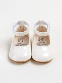 婴儿/幼儿女童玛丽珍平底鞋 - 新生儿学步前软橡胶底公主婚礼白色鞋 - 白色 - 查看 7