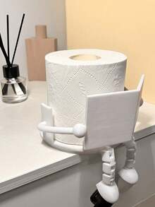 Cute Toilet Paper Holder, Designed As Book And Coffee - Made Of Plastic, Freestanding Design, Suitable For Bathroom, Can Hold Standard Size Toilet Paper Rolls, A Fun Decorative Accessory And Gift For Bathroom Decor, Lively Design, Sturdy Structure. - Multicolor - View 3