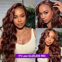 200% Density Natural #4 Brown Body Wave Wig 13*4 Lace Front Wigs And 5*5 Lace Closure Wig Around Baby Hair - Straight Real Hair Lace Frontal Wigs Pre Ironing Pre Pulling Middle Part Wigs With Natural Hairline - Suitable For All People Daily Use - Brown - View 6