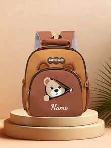Customizable Backpack With Headphone Zipper And Bear Pattern, Personalized With Your Name Or Holiday Info. Suitable For School, Dance Class, And Travel. Great As Birthday Gift, Souvenir Bag, Christmas Or New Year Gift. Zipper Direction Random. - Multicolor - View 10