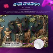 Interesting Highland Cattle Family Game Mouse Pad, Large Desk Mat With Handmade Paper Carving Art, Elegant British Style Non-Slip XXL Desk Protector, Gift - A - View 3