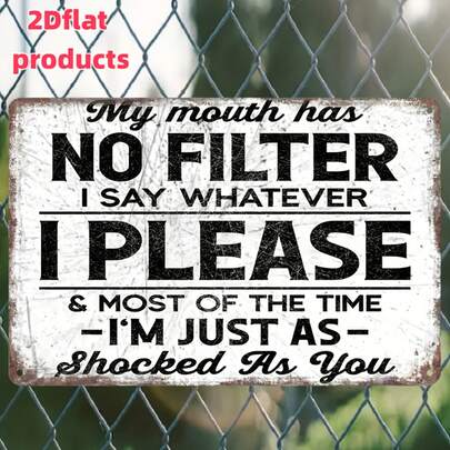 1个2D平面未过滤幽默复古金属标牌 - 非常适合家居、办公室、酒吧和男士专属空间装饰，2D平面