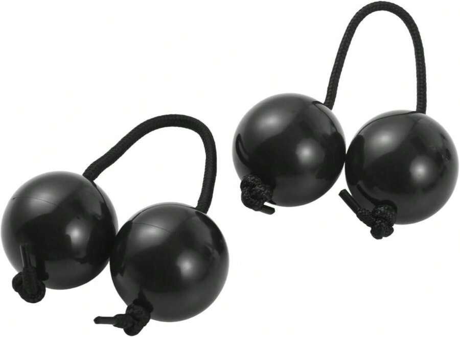 2Pcs Asalato Shakers, Asalato Fingertip Drum Balls Kashaka Rhythmic Ball African Musical Instrument Aslatua Shakers Rhythmic Ball For Eginners To Play And Perform At Parties (Black) - ColorA - 查看 1