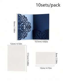 10pcs/Pack Wedding Party Invitations (With Envelopes And 2 Blank Inner Cards), Laser Cut Engagement Invite, Elegant Premium Business Greeting Cards For Holiday, Birthday,Christmas - Multicolor - View 46