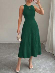 PRETTYGARDEN Women's Summer Dresses Casual  Business Work Midi Sleeveless A Line Pleated Evening Elegant Dresses Cocktail Wedding Guest Graduation Dress Dark Green Dresses For Women - 深綠色 - 查看 1