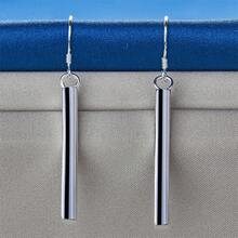 1对925纯银镀层精致长柱形耳环，女士时尚派对首饰配饰，婚礼礼物 - 銀色 - 查看 6