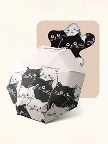 1pc Fully Automatic Anti-Wind & Rain Umbrella, Cute Cartoon Cat Pattern, Portable Travel Umbrella, Waterproof & UV Protection, High Density Waterproof Fabric, UV50+ Anti-UV, One-Click Open/Close, Suitable For Heavy Rain & Wind, Rainy Season, Spring & Summer - Fully Automatic - View 8