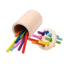 Montessori Wooden Color Sorting Fine Motor Toy, Toddler Color Matching Educational Puzzle With Storage Bucket, Reusable Early Learning Toy, 18 Months+ - Multicolor - View 10