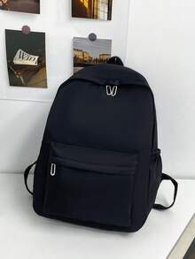 Customize Your Own Backpack, Can Print Your Name Or Holiday Greetings. Create Your Own Personalized Backpack. This New Back-To-School Backpack Features A Nylon Zipper Design, Simple Solid Color, Simple And Practical Style. - Multicolor - View 5