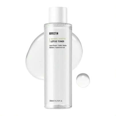 ROVECTIN Calming Lotus Water Toner - PH47 Extra Soothing And Hydrating For Trouble Care | 40% Lotus Flower Extract For Purifying | Hyaluronic Acid, Alcohol-Free, Vegan, K-Beauty (676 Fl Oz, 200ml)