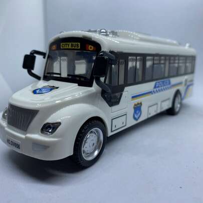 Camión Policia Blanco, musical, con luces, abre puerta, fricción, llantas goma