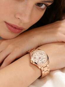 Fossil Women's Luxury Rose Gold Stainless Steel Watch, Multifunctional Date Display Dial, Fashionable Large Dial Wristwatch AM4511 - Pink - View 2