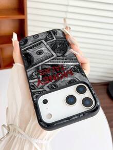1PC "MONEY TALKS" US Dollar Bill Pattern Phone Case, Personalized Photography Wind Anti Drop Case Pattern, Simple Large Hole 1.6 Thick Large Hole Phone Case For Better Protection Of The Phone, With Anti Drop And Impact Resistance, Compatible With Apple 11/11 Pro/11ProMax,12/12Pro/12ProMax,13/13Pro/13ProMax,14/14Pro/14Plus/14ProMax,15/15Pro/15Plus/15ProMax,16//16Plus/16ProMax,17/17Pro/17Air/17ProMax,7/8/7Plus/8Plus,X/XS/XR/XSMax - Black - View 3